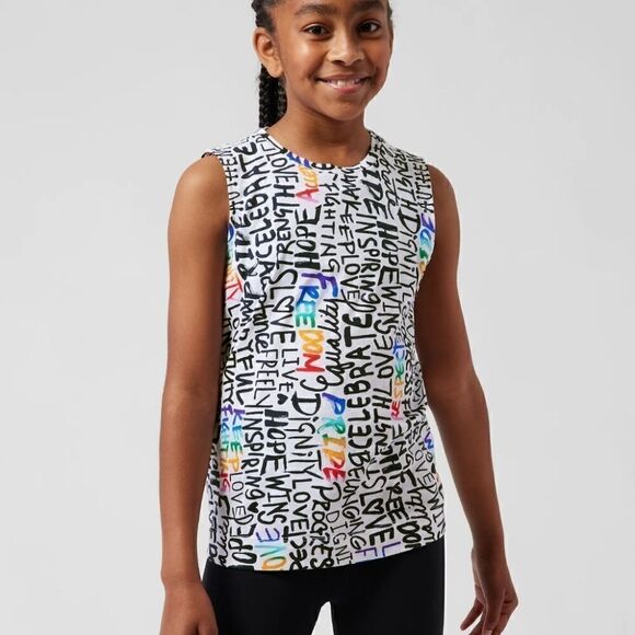 Athleta Girl Pride Size‎ Small (7) Organic Cotton Multi Explore Tank - Picture 1 of 8
